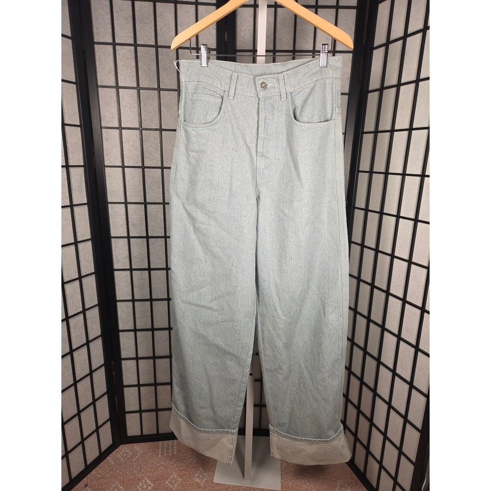 Collusion x Light Wash Wide Leg Jeans Blue High Rise Button Fly 28/32